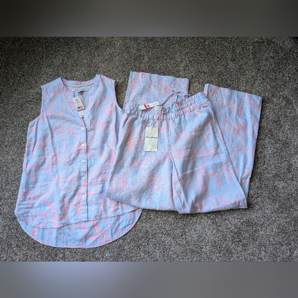 NWT Tommy Bahama Linen Twin Palm Coastalina Top